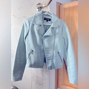 Faux leather motorcycle jacket
